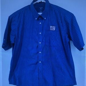 Button-Down Short Sleeve Men's Shirt - Blue - NY Logo
